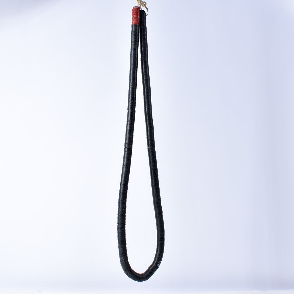 Large Vulcanite "Vinyl" Heishi Black Trade Beads 32 Inch