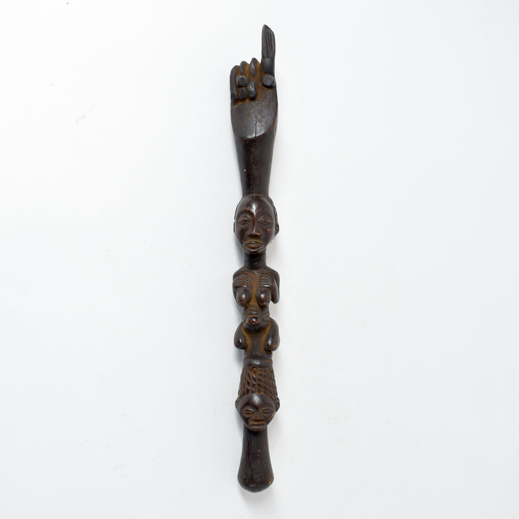 Luba Female Figural Staff Congo