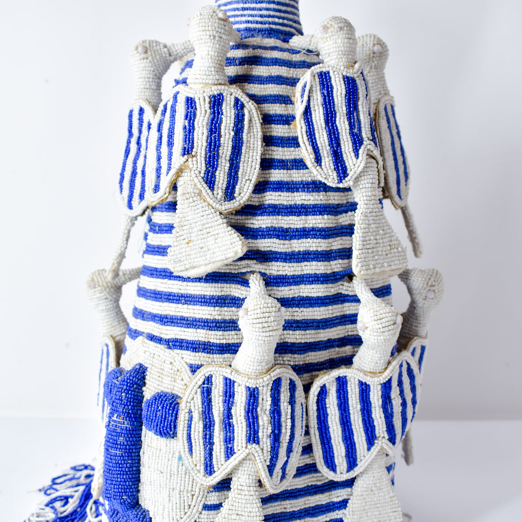 Yoruba Blue and White Beaded Crown Nigeria