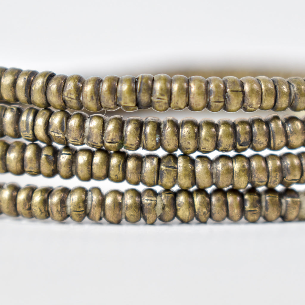 Silver Metal Heishi Beads Ethiopia 36 Inch