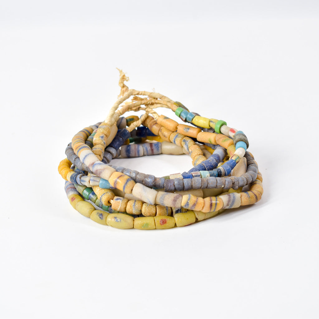 4 Strands Krobo "Recycled" Powder Glass Trade Beads