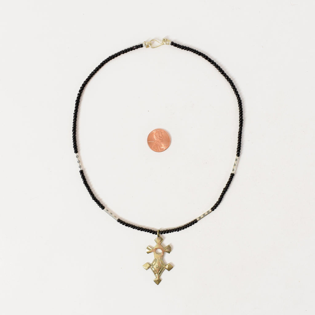 Tuareg Compass Cross Brass Necklace Niger 19 Inches