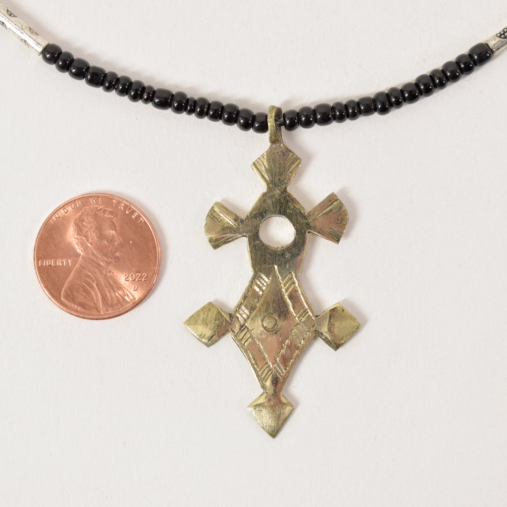Tuareg Compass Cross Brass Necklace Niger 19 Inches