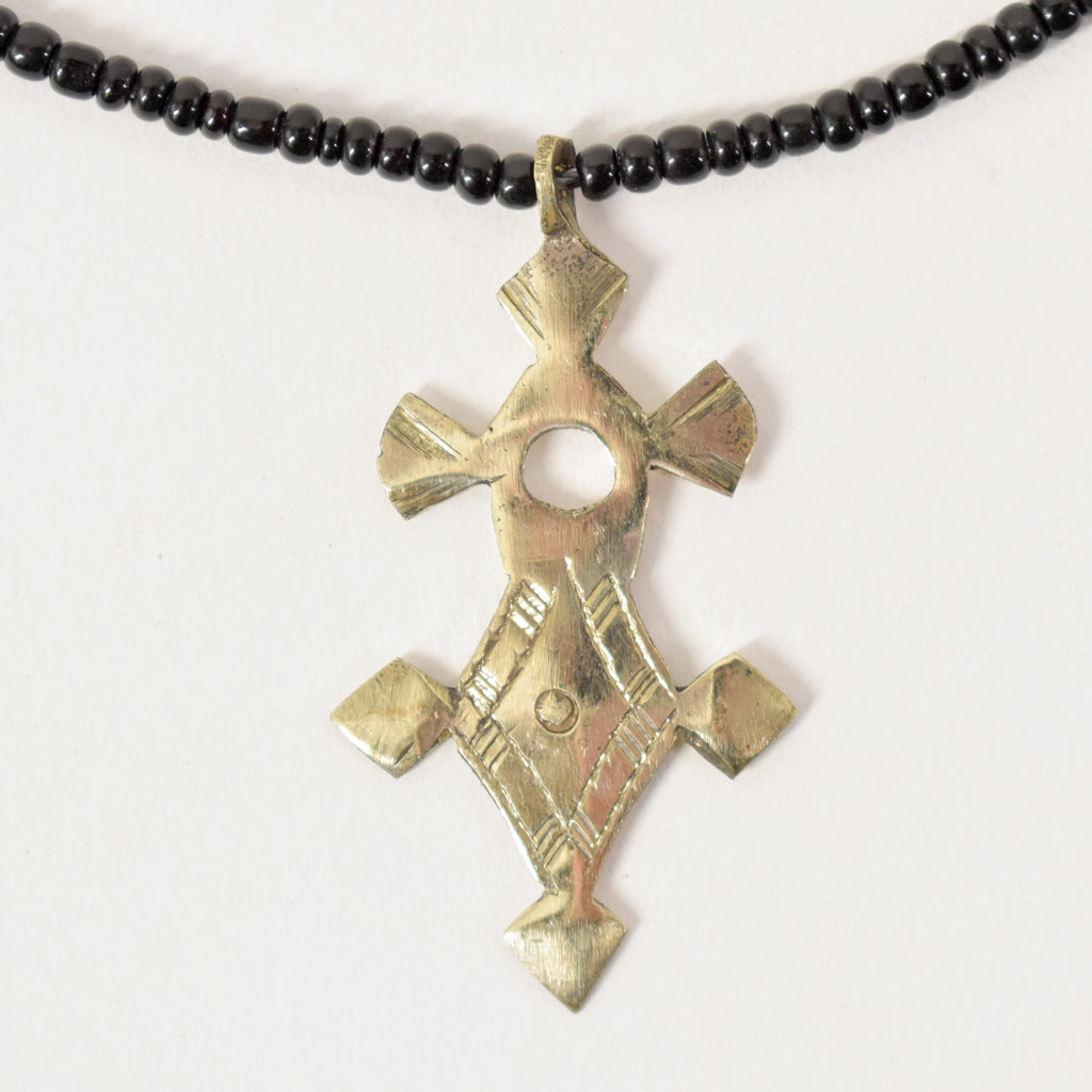 Tuareg Compass Cross Brass Necklace Niger 19 Inches