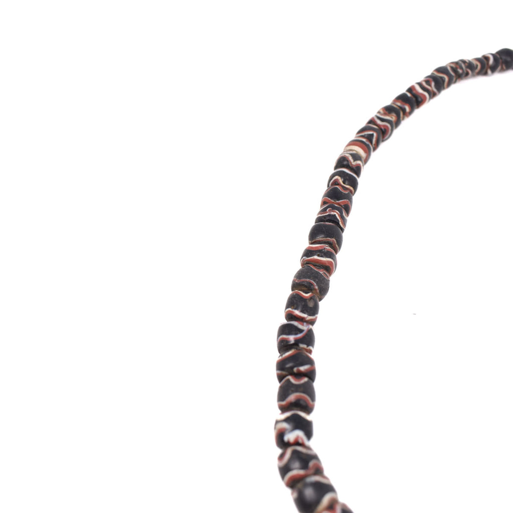 Black Rattlesnake Venetian Trade Beads 31 Inch