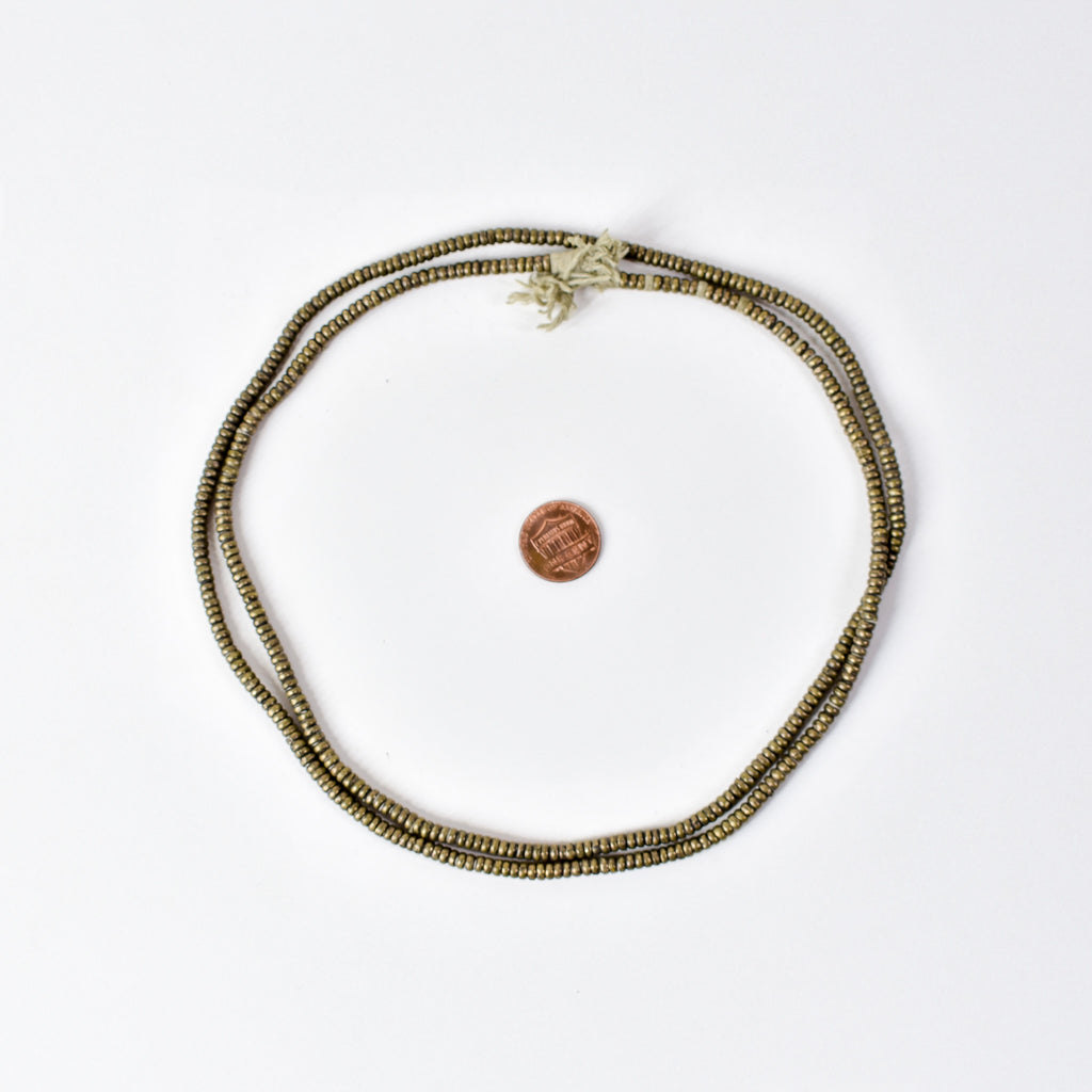 Silver Metal Heishi Beads Ethiopia 36 Inch