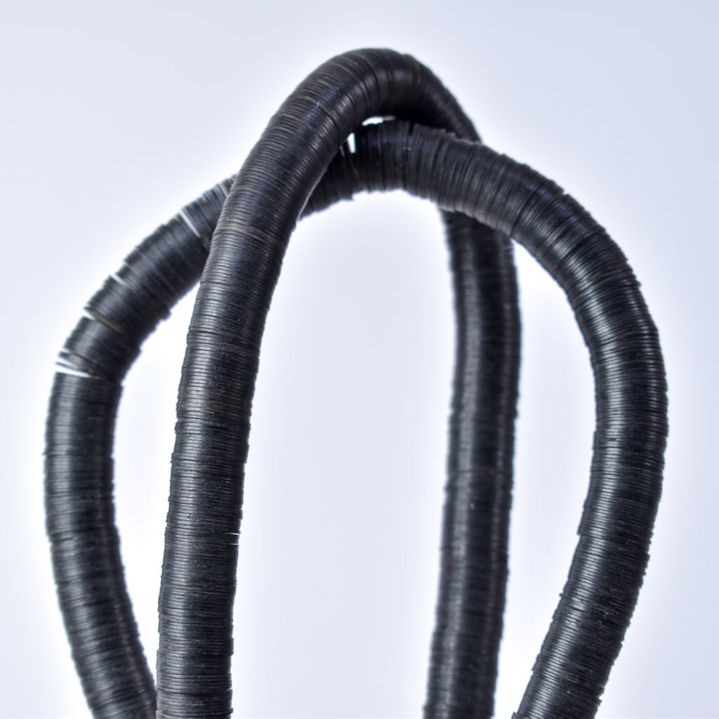 Large Vulcanite "Vinyl" Heishi Black Trade Beads 32 Inch