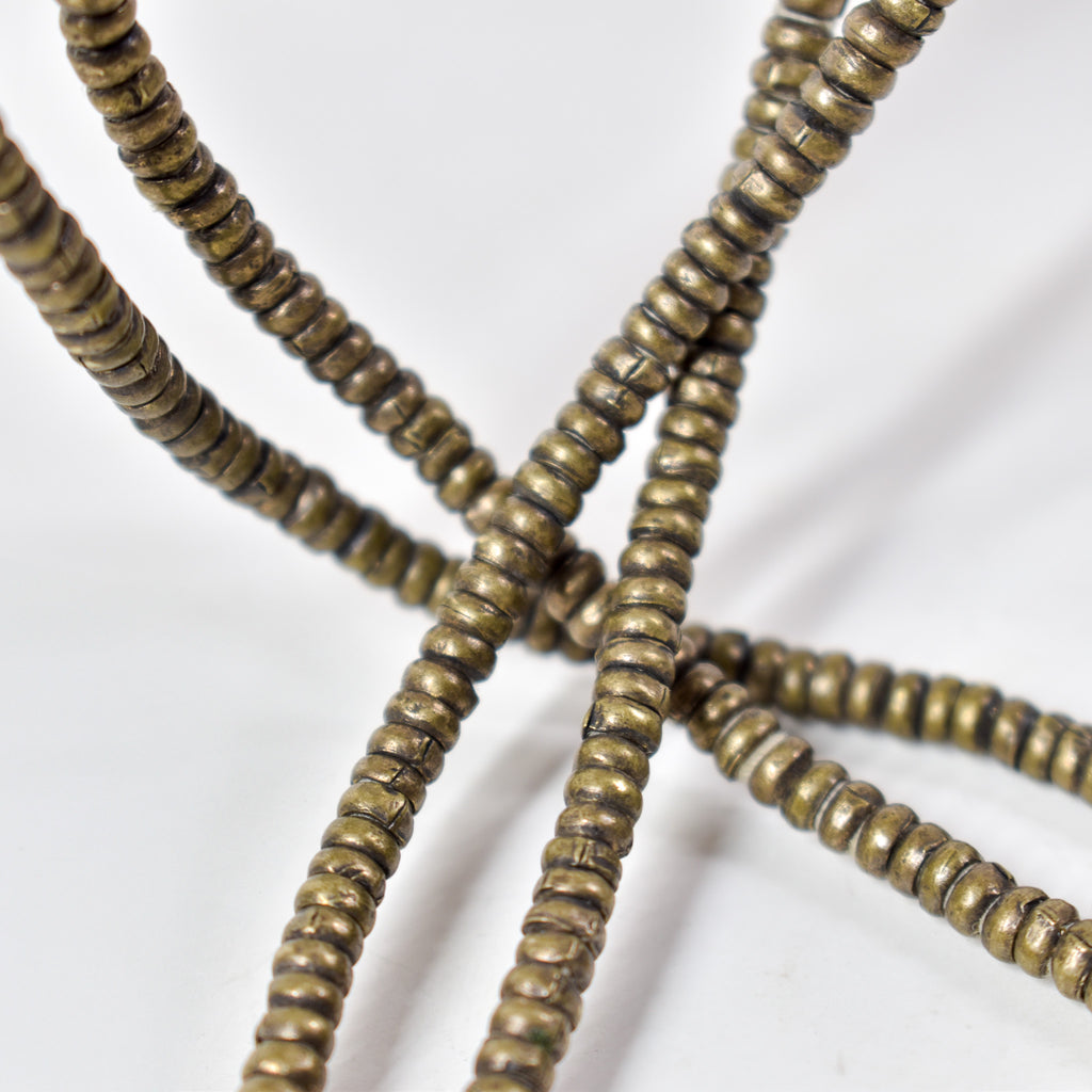 Silver Metal Heishi Beads Ethiopia 36 Inch