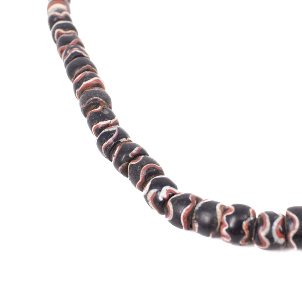 Black Rattlesnake Venetian Trade Beads 31 Inch