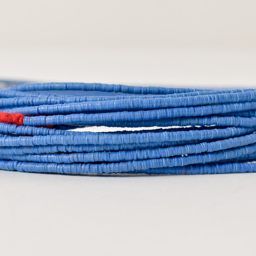 10 Strands Blue Vulcanite "Vinyl" Heishi Trade Beads 32 Inch