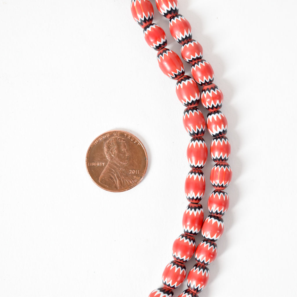 Rare Red Tiny Venetian Chevron Beads 34 Inch