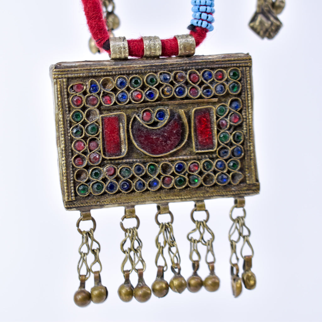 Afghanistan Kuchi Necklace with Rectangular and Coin Pendants