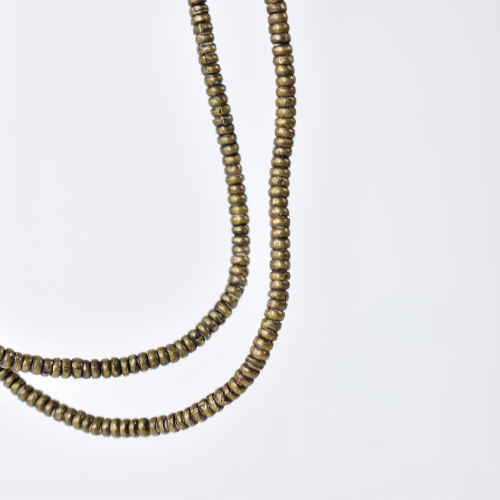 Silver Metal Heishi Beads Ethiopia 36 Inch