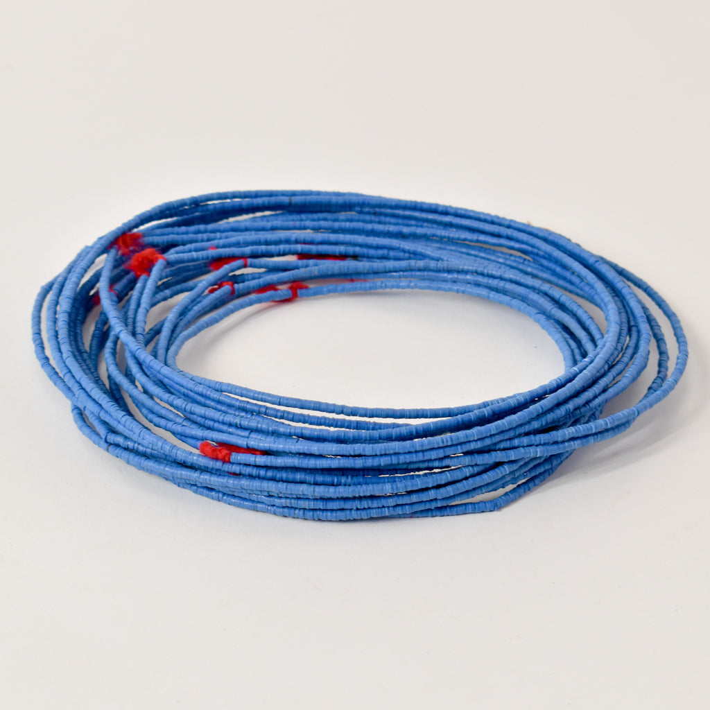 10 Strands Blue Vulcanite "Vinyl" Heishi Trade Beads 32 Inch