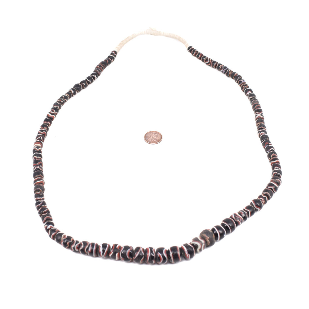 Black Rattlesnake Venetian Trade Beads 31 Inch