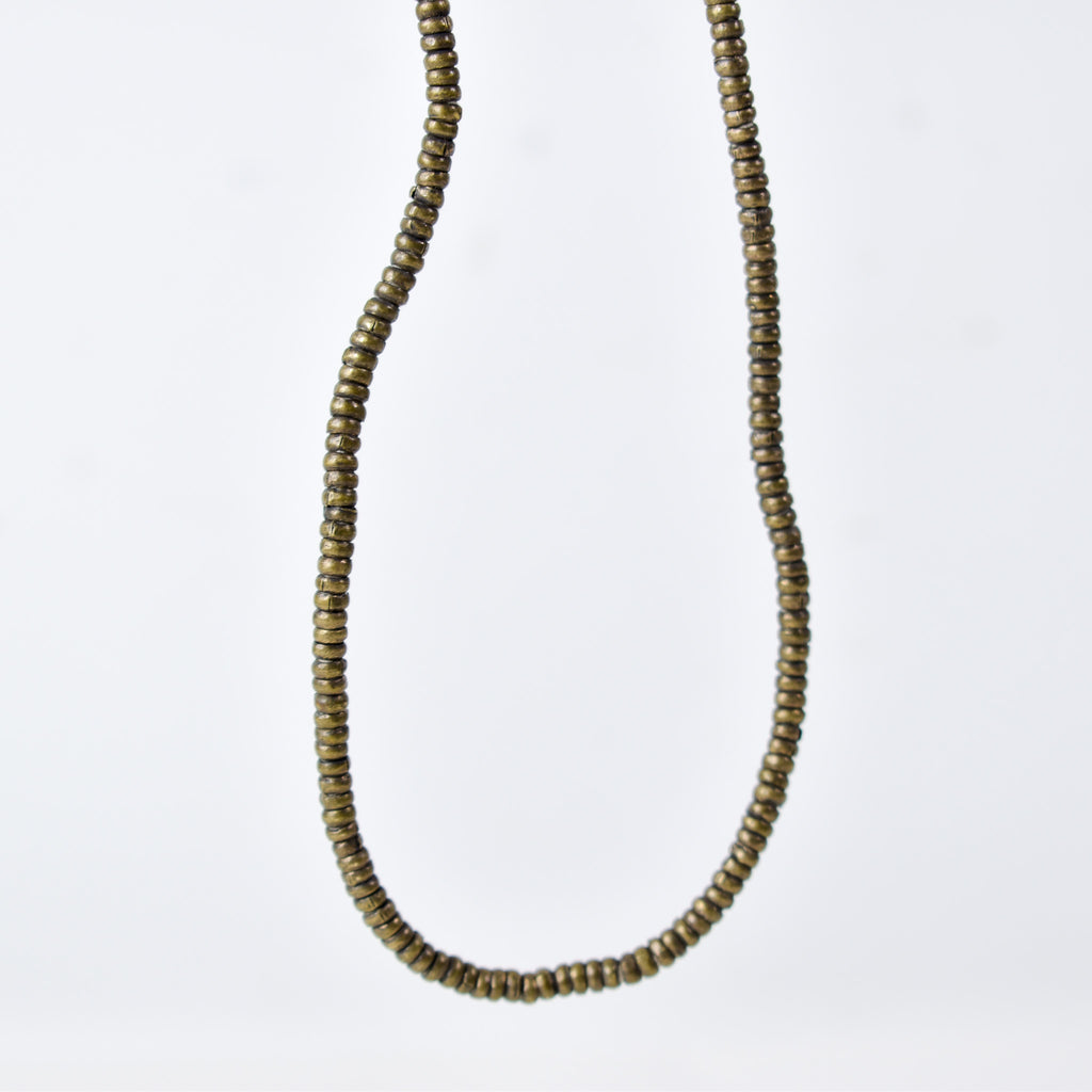 Silver Metal Heishi Beads Ethiopia 36 Inch