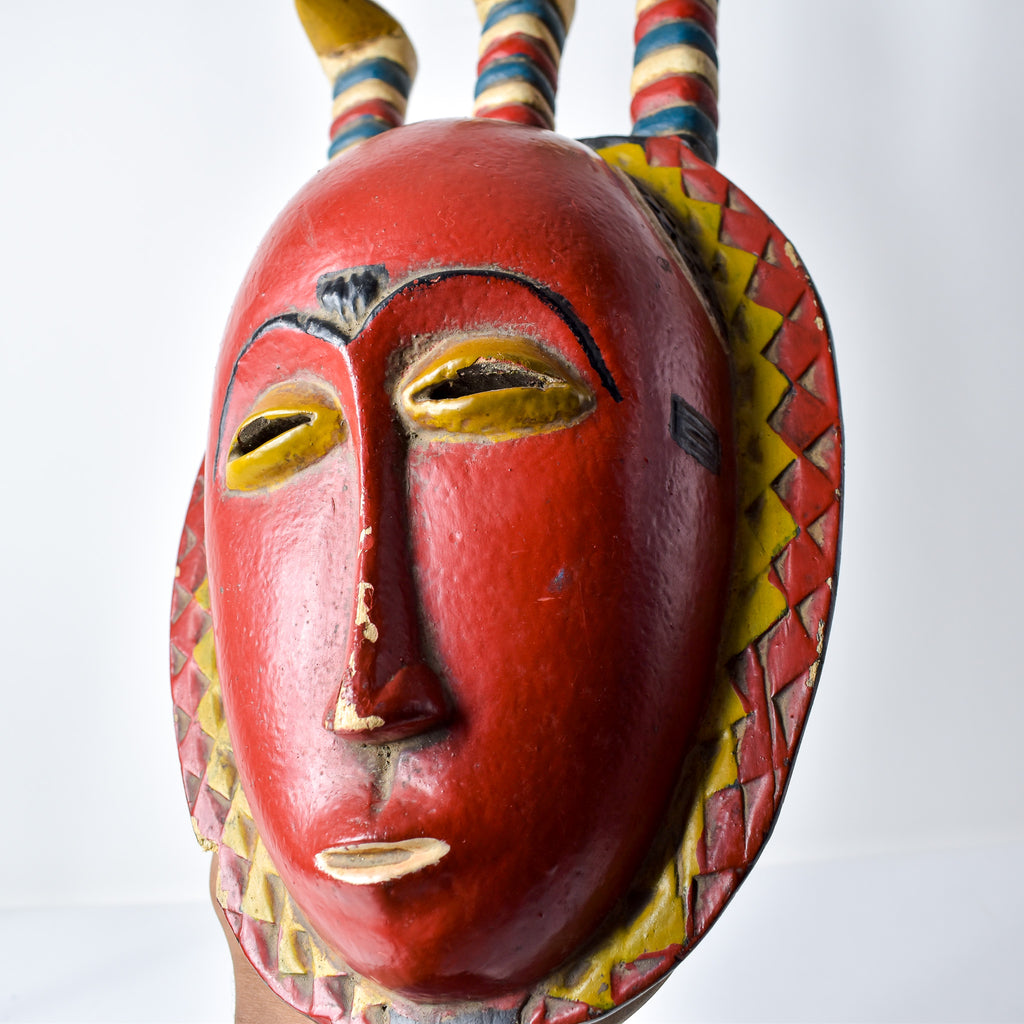Guro Yaure Portrait Mask With 3 Bird Crest Côte d'Ivoire