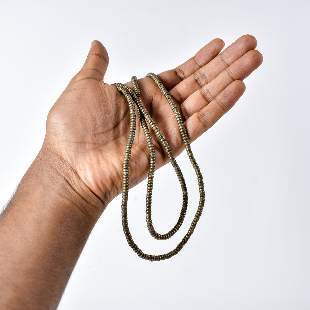 Silver Metal Heishi Beads Ethiopia 36 Inch