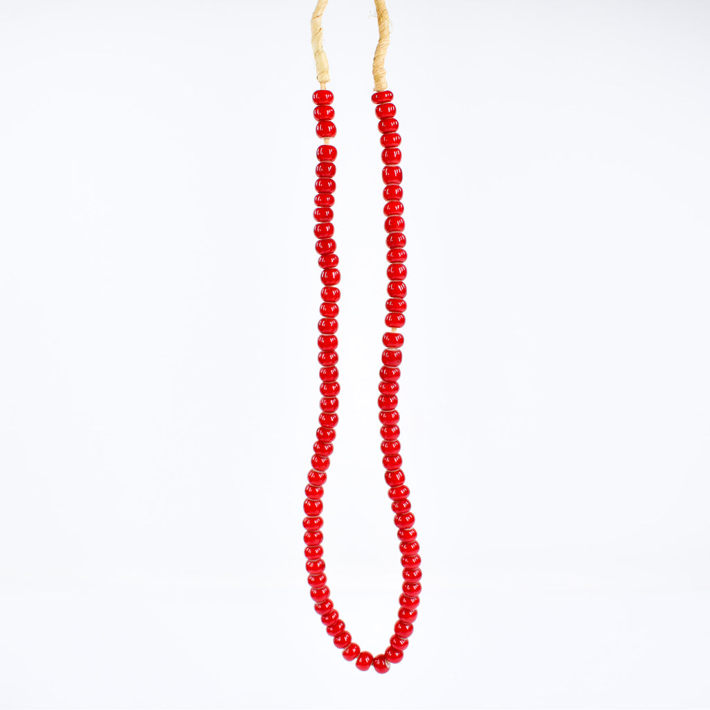 Red White Heart 8mm Venetian Trade Beads
