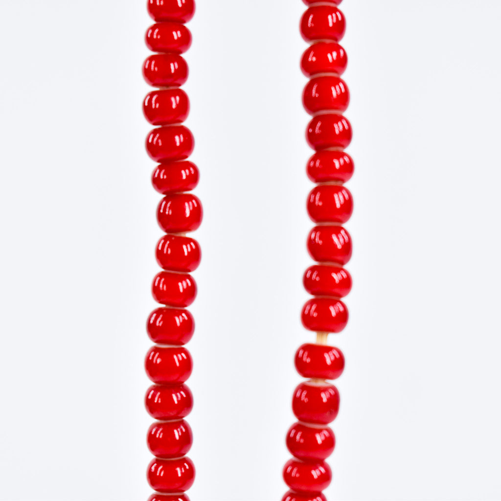 Red White Heart 8mm Venetian Trade Beads