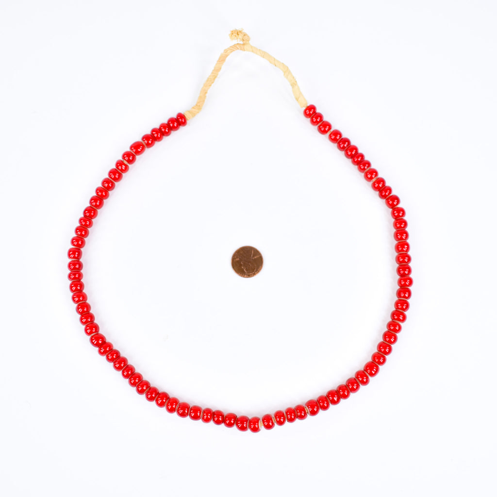 Red White Heart 8mm Venetian Trade Beads