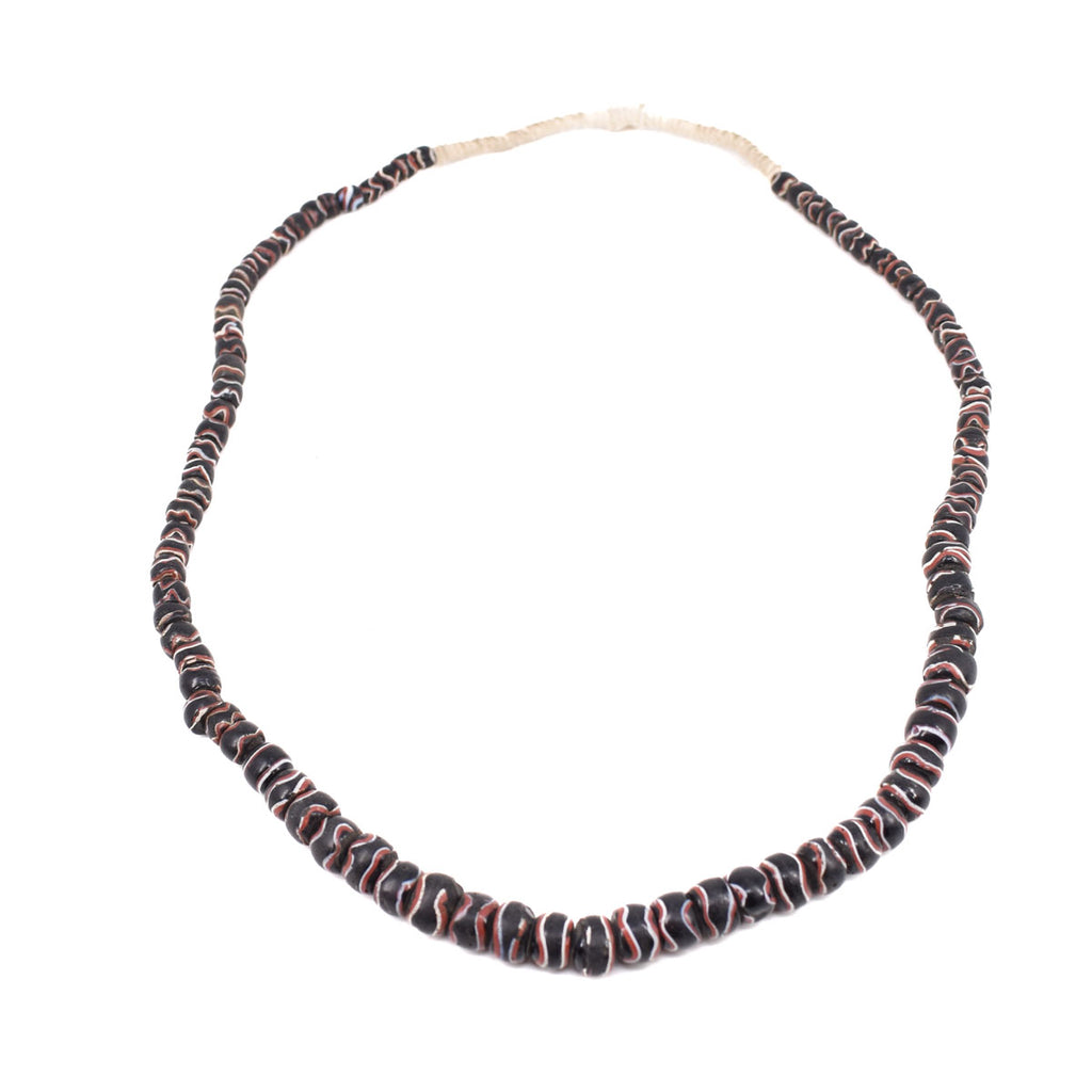 Black Rattlesnake Venetian Trade Beads 31 Inch