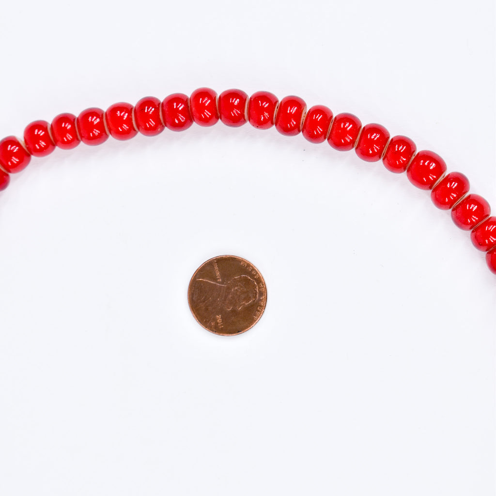 Red White Heart 8mm Venetian Trade Beads