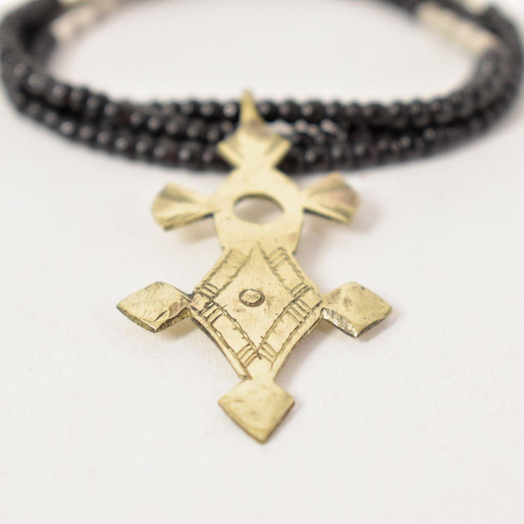 Tuareg Compass Cross Brass Necklace Niger 19 Inches