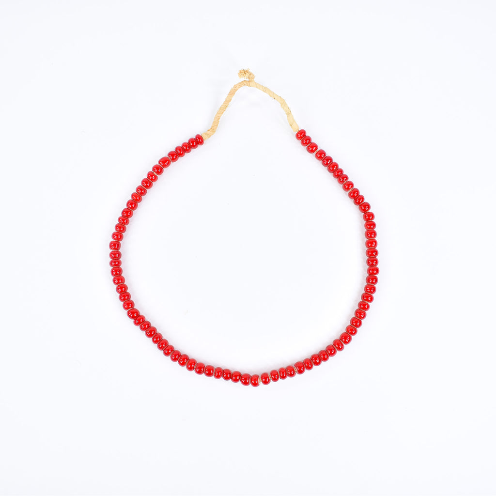 Red White Heart 8mm Venetian Trade Beads