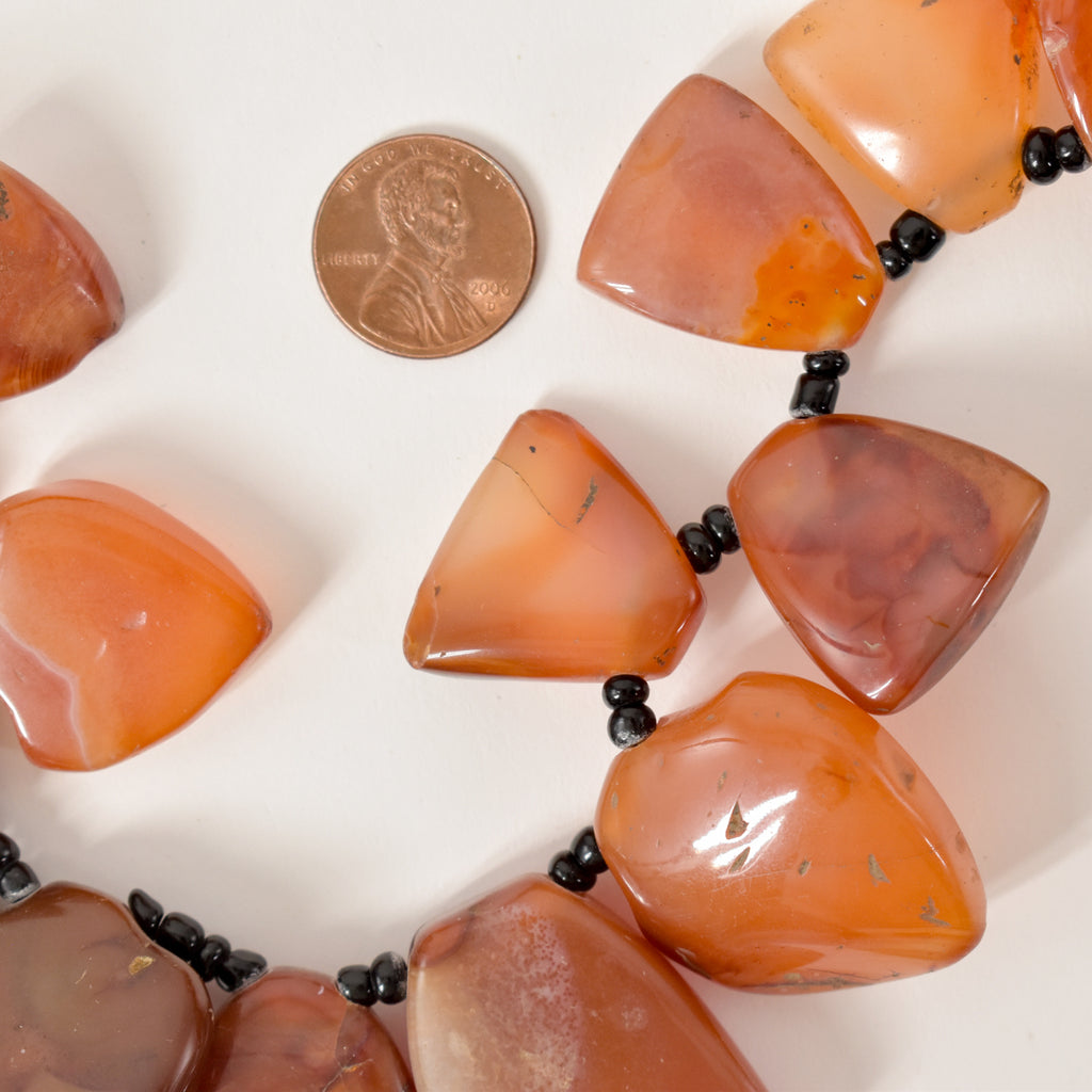 Triangular Carnelian Red Agate Stone Trade Beads 28 Inch