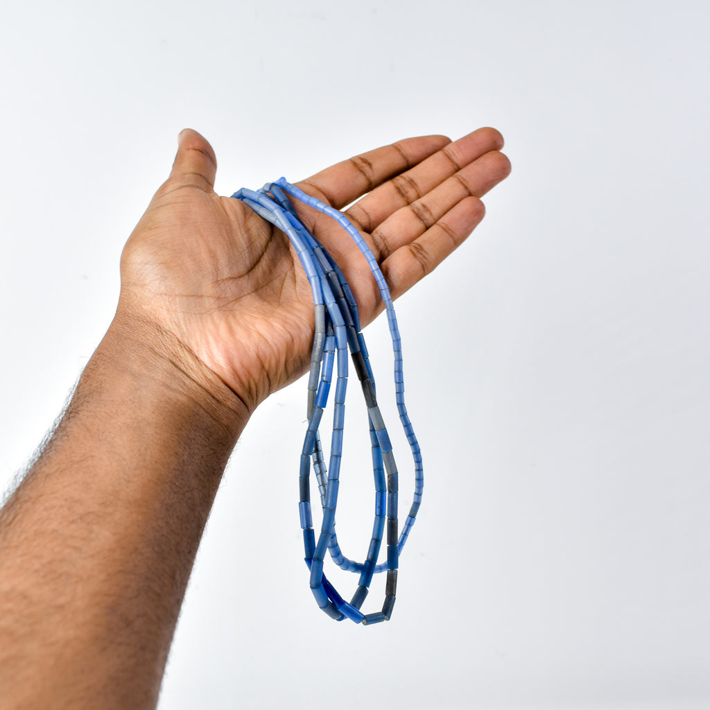 3 Strands Bida Glass Blue Trade Beads Nigeria