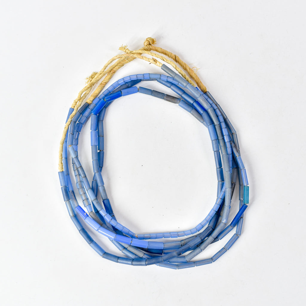 3 Strands Bida Glass Blue Trade Beads Nigeria