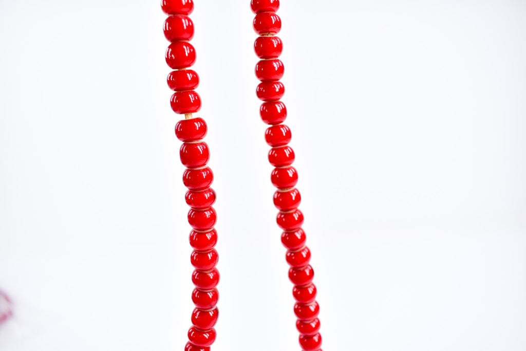 Red White Heart 8mm Venetian Trade Beads
