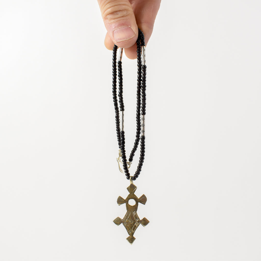 Tuareg Compass Cross Brass Necklace Niger 19 Inches