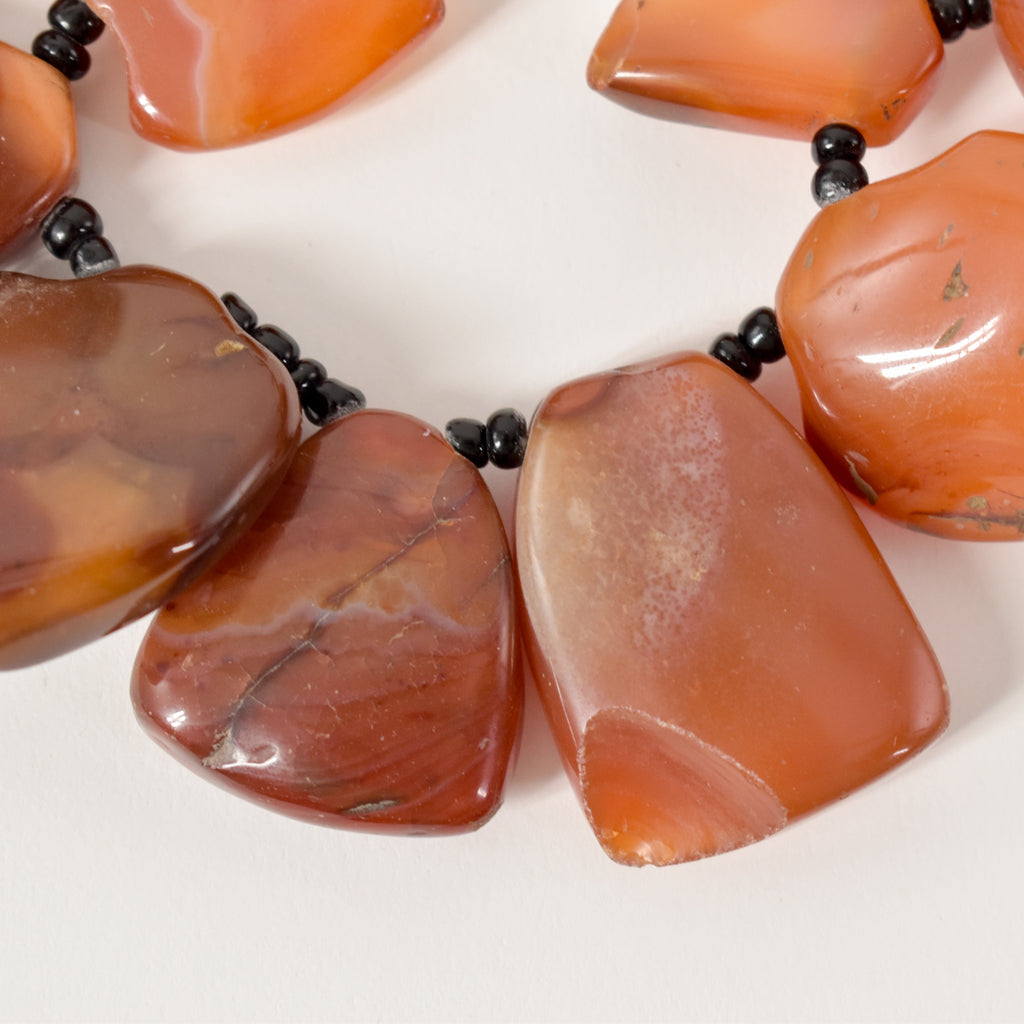 Triangular Carnelian Red Agate Stone Trade Beads 28 Inch