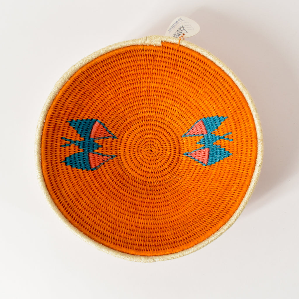 Orange Butterfly Sisal Handwoven Basket Eswatini