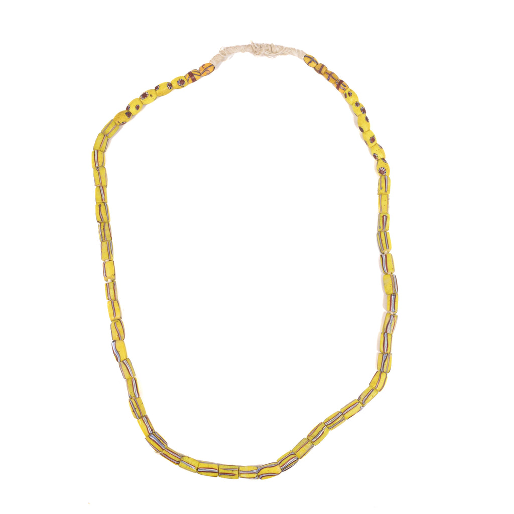 Yellow Venetian Trade Beads 34 Inch