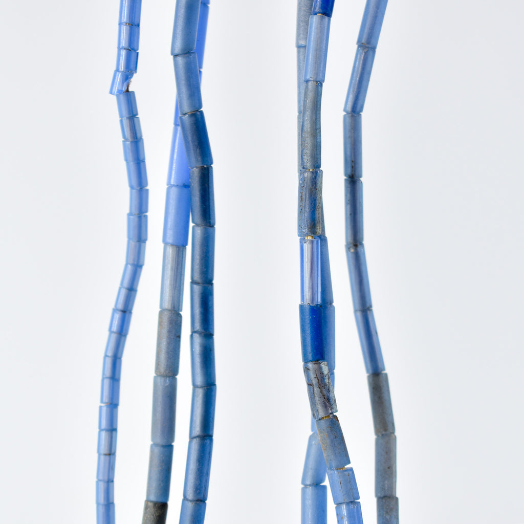3 Strands Bida Glass Blue Trade Beads Nigeria