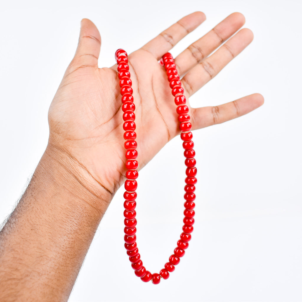 Red White Heart 8mm Venetian Trade Beads