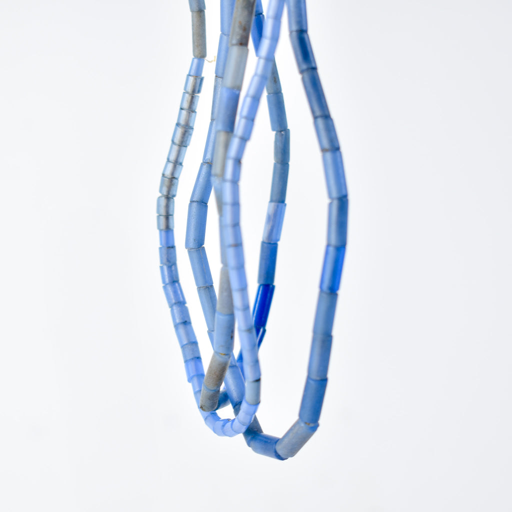3 Strands Bida Glass Blue Trade Beads Nigeria