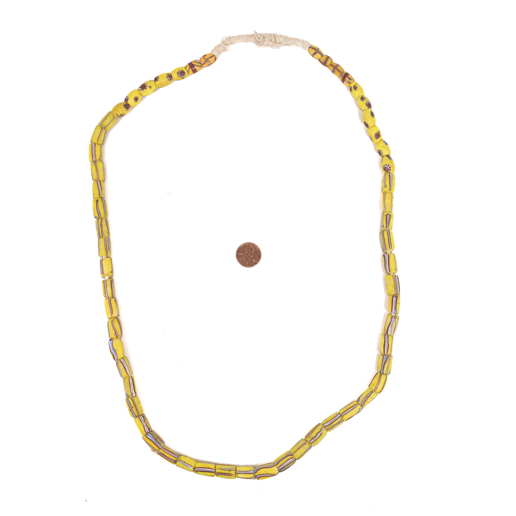 Yellow Venetian Trade Beads 34 Inch