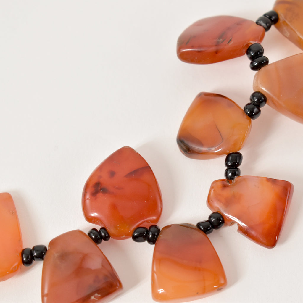 Triangular Carnelian Red Agate Stone Trade Beads 28 Inch