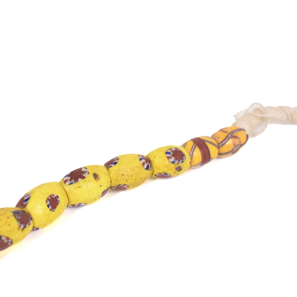 Yellow Venetian Trade Beads 34 Inch