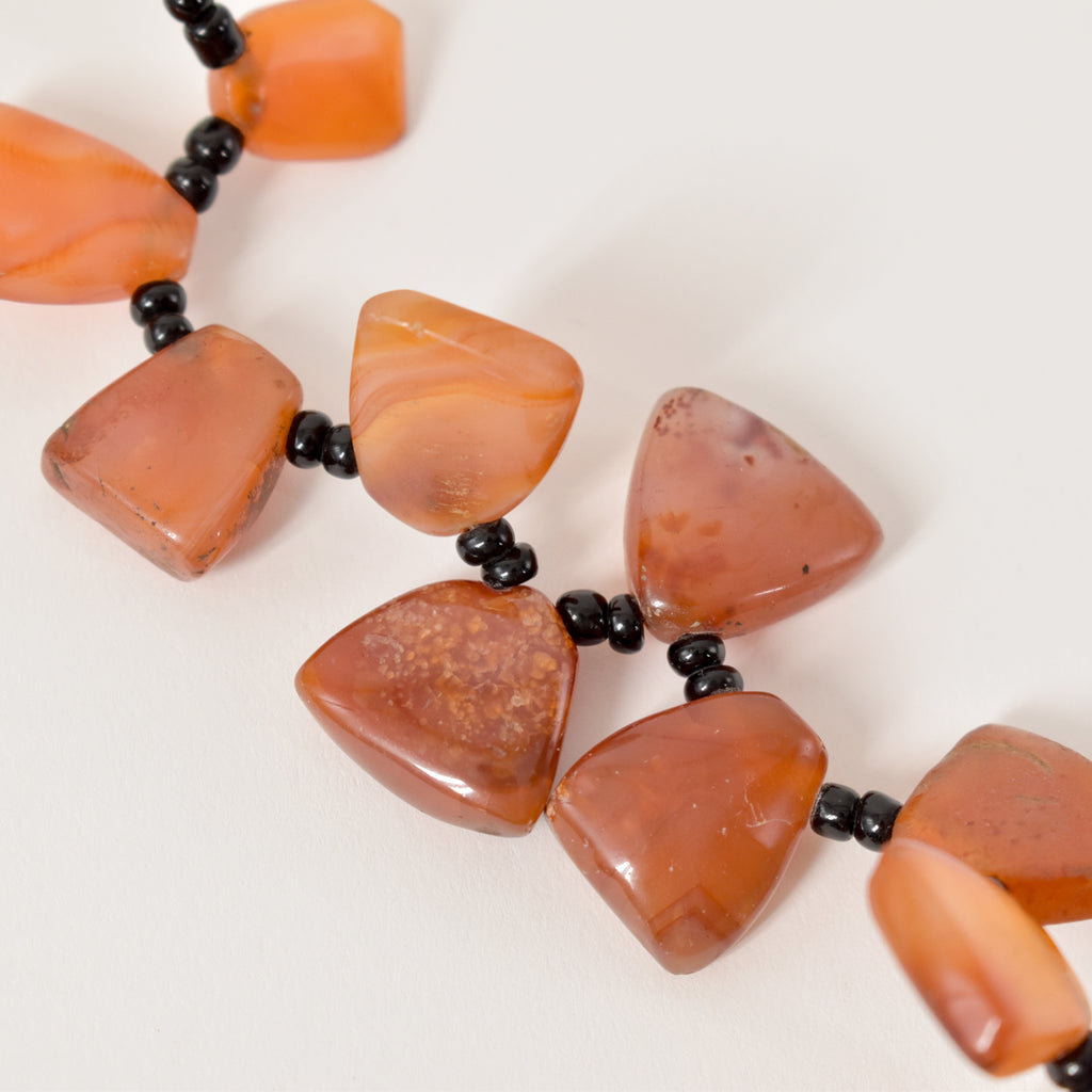 Triangular Carnelian Red Agate Stone Trade Beads 28 Inch