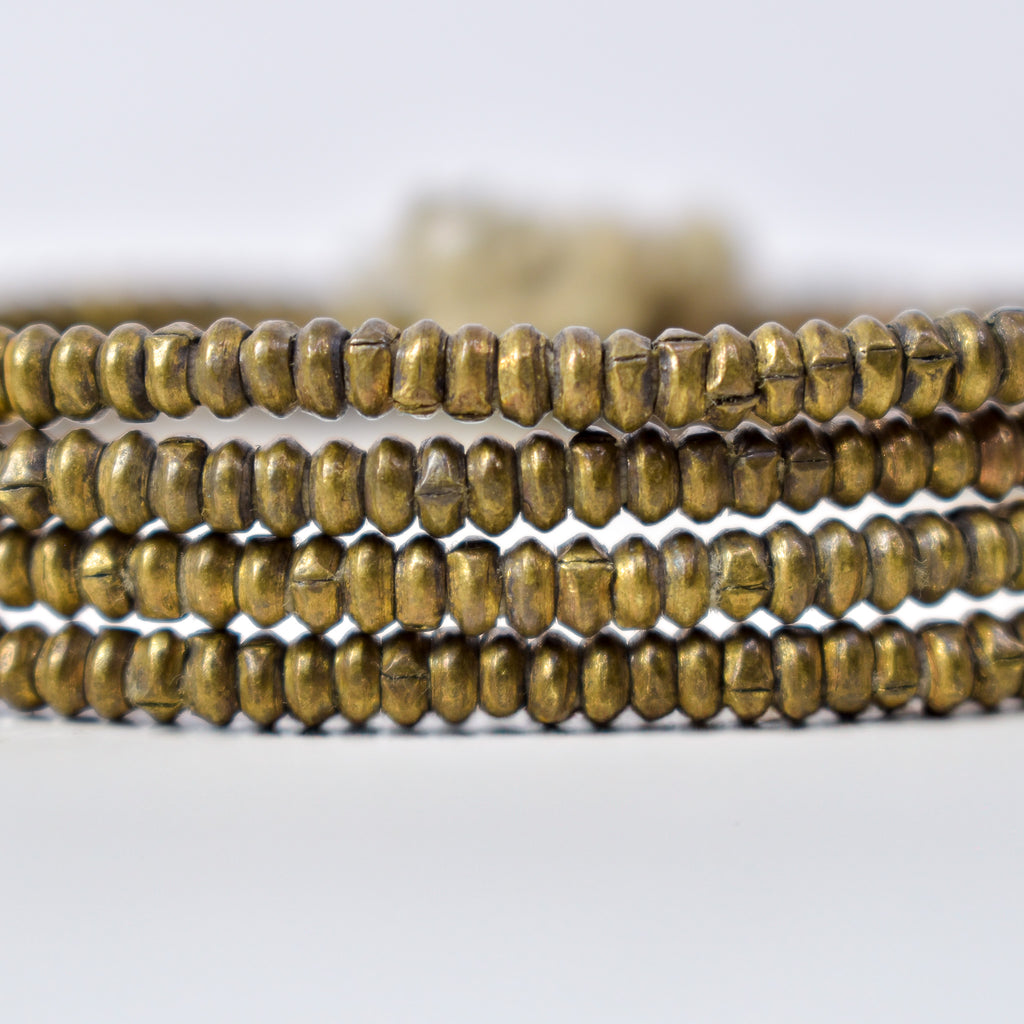 Brass Color Metal Heishi Beads Ethiopia 33 Inch