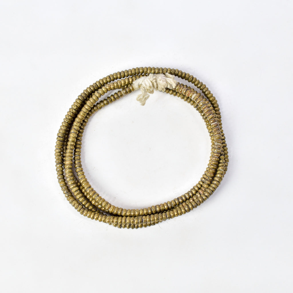 Brass Color Metal Heishi Beads Ethiopia 33 Inch