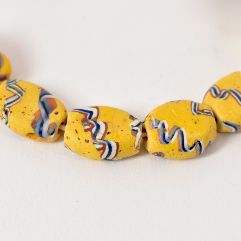 8 Yellow Tabular Venetian Trade Beads