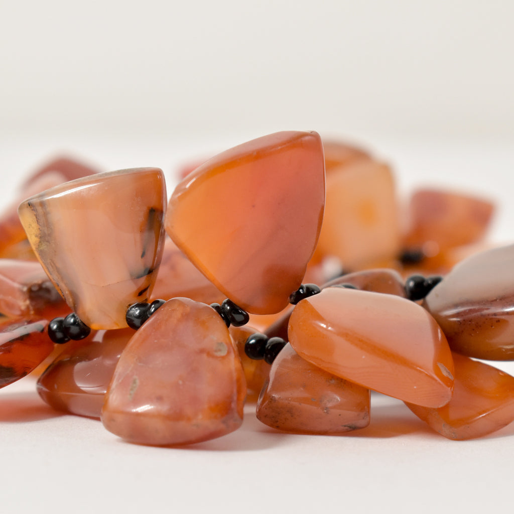 Triangular Carnelian Red Agate Stone Trade Beads 28 Inch