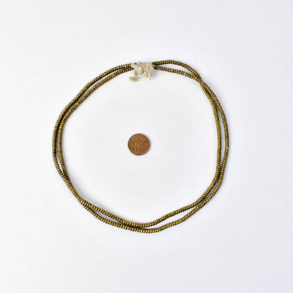 Brass Color Metal Heishi Beads Ethiopia 33 Inch