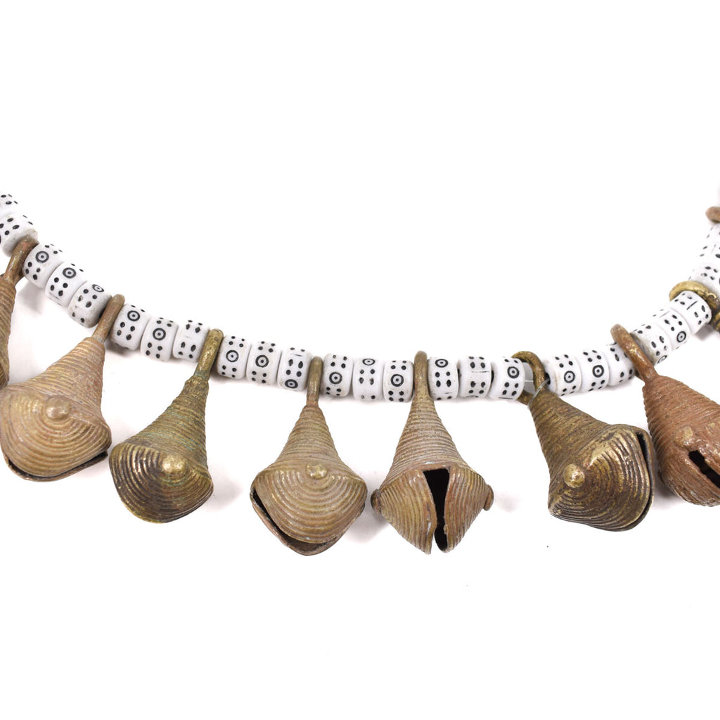 White Yoruba Brass Bell Beads Nigeria